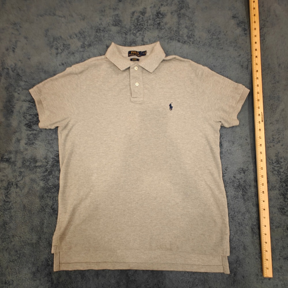 Polo Ralph Lauren Mens Gray Custom Fit Short Sleeve Polo Shirt Large Heather